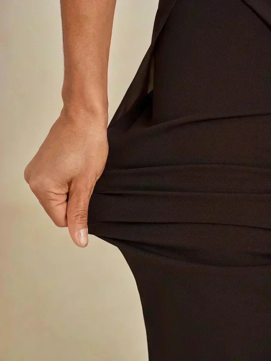 Pantalons droits avec une couche de chiffon fendue