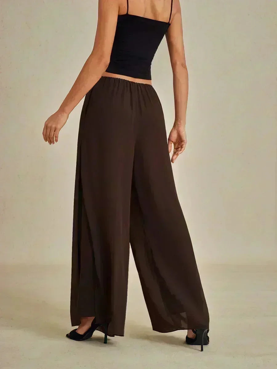 Pantalons droits avec une couche de chiffon fendue