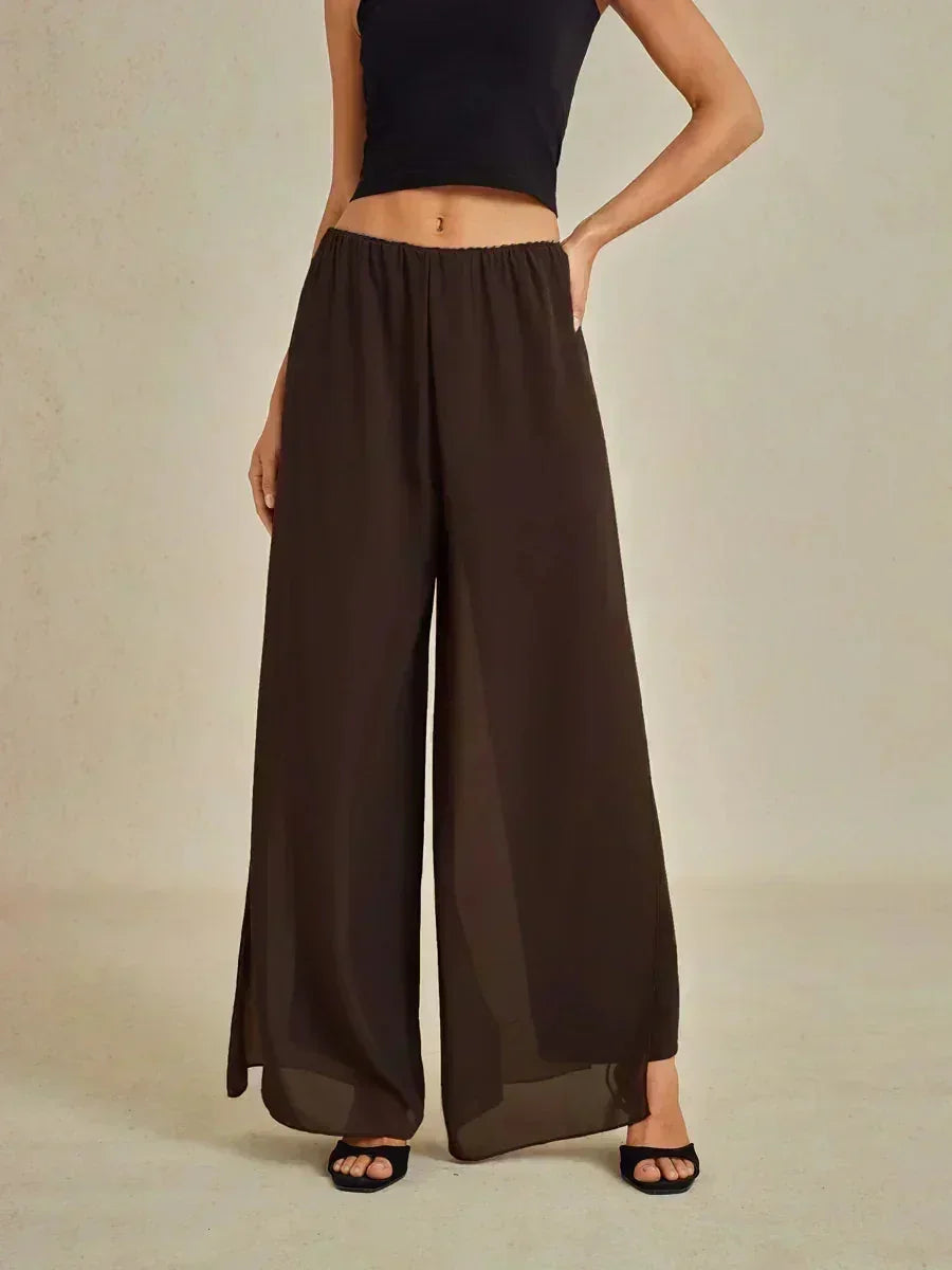 Pantalons à coupe droite avec une couche de chiffon