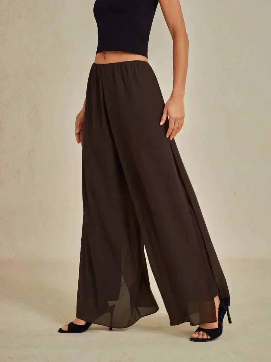 Pantalons à coupe droite avec une couche de chiffon