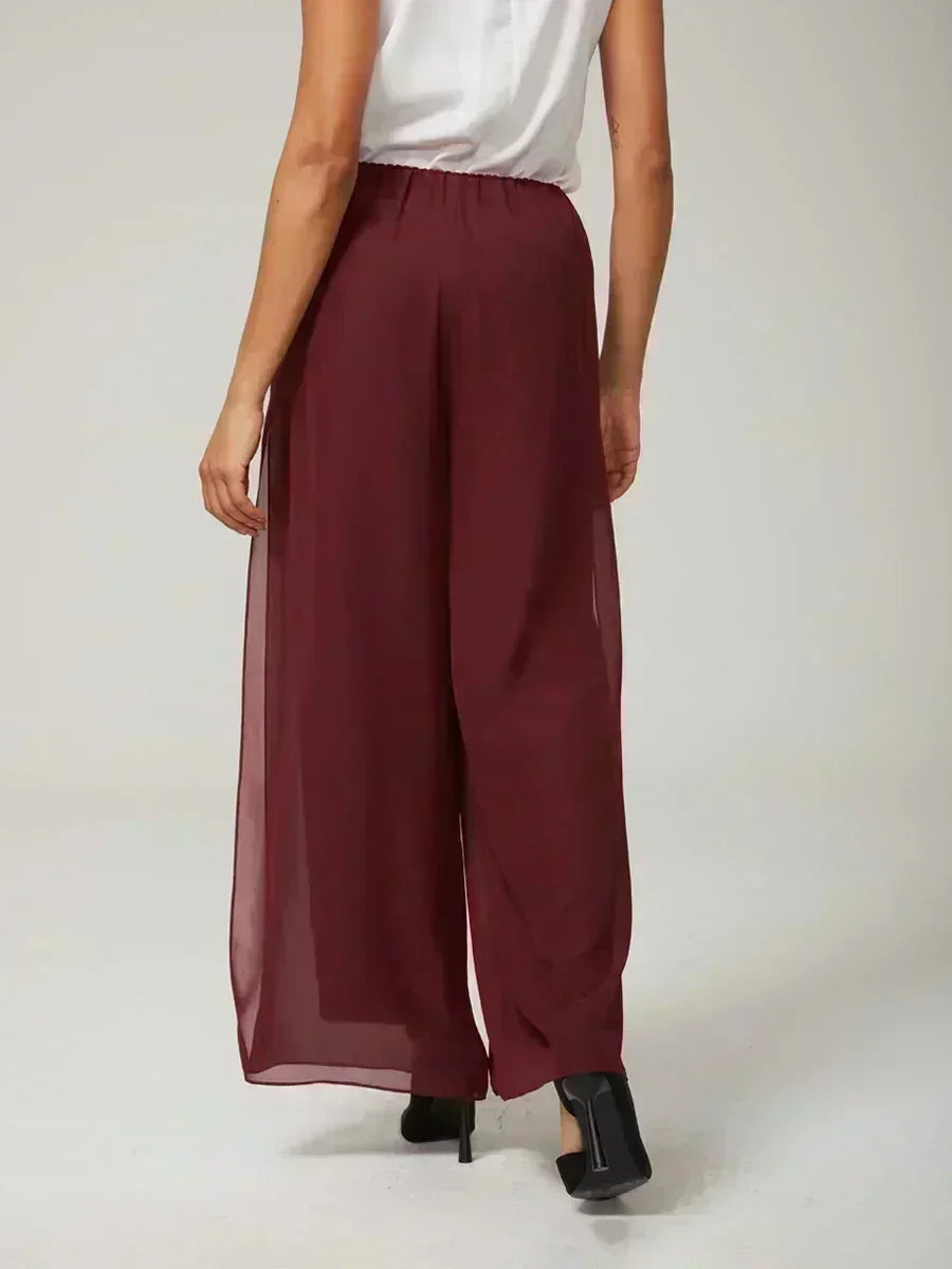 Pantalons à jambes droites avec une couche de chiffon découpée