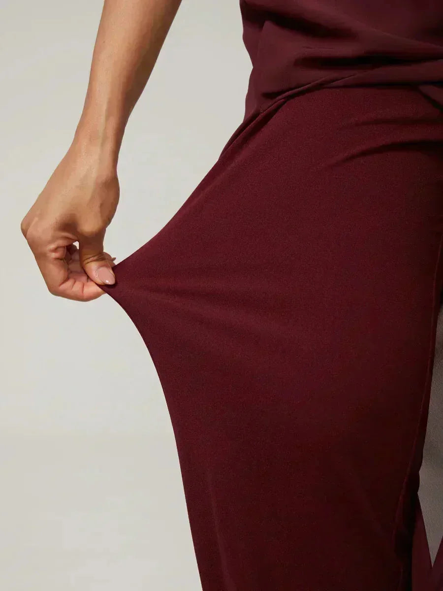 Pantalons à coupe droite avec une couche de chiffon