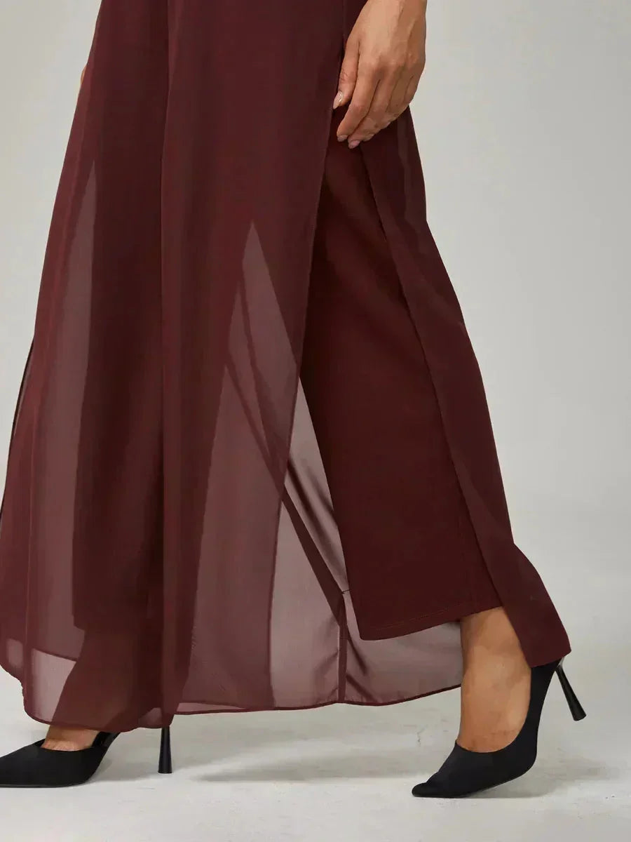Pantalons à coupe droite avec une couche de chiffon