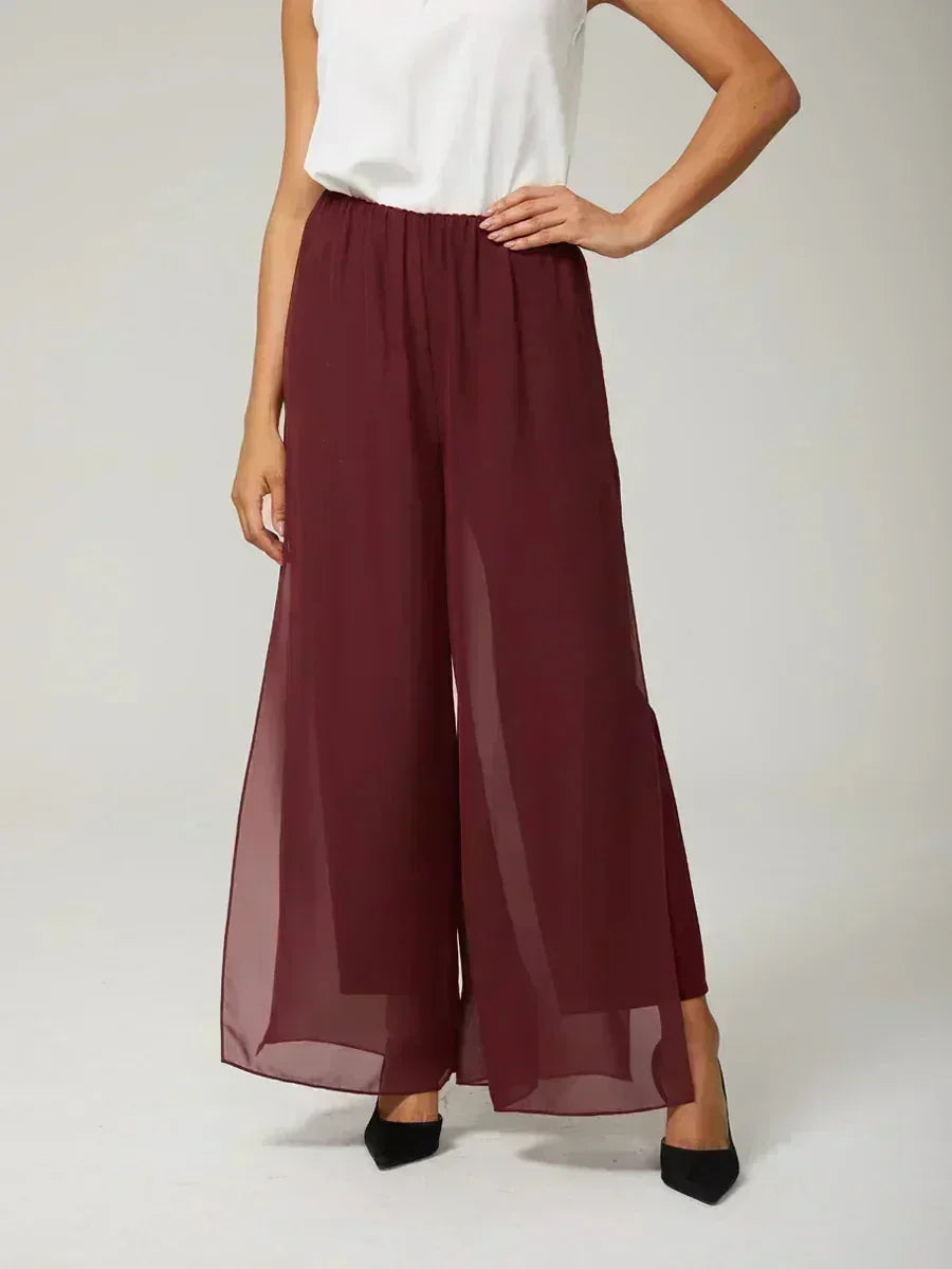 Pantalons droits avec une couche de chiffon