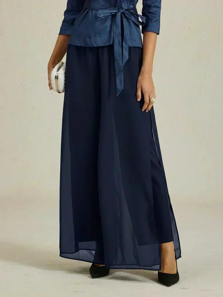 Pantalons à coupe droite avec une couche de chiffon