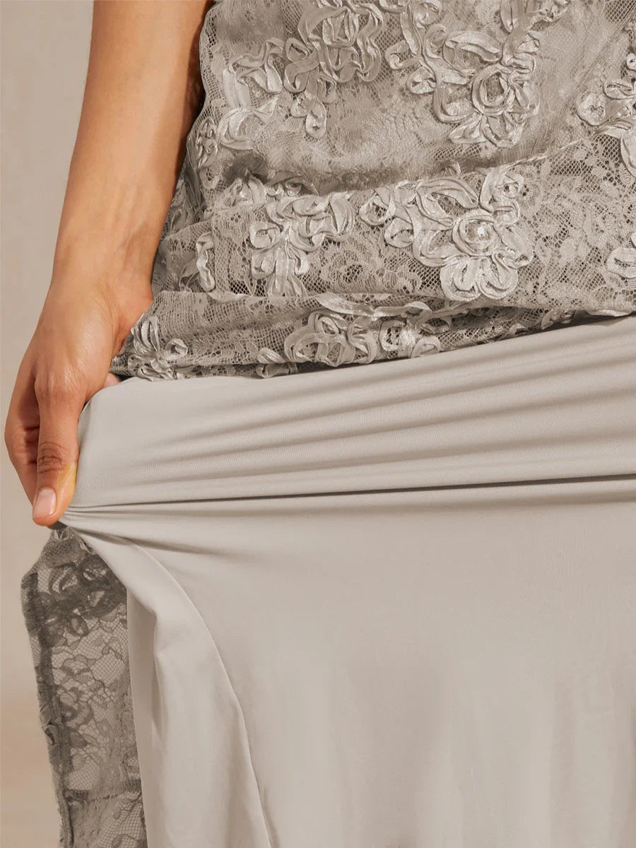 Robes A-Line en dentelle avec des décorations de paillettes