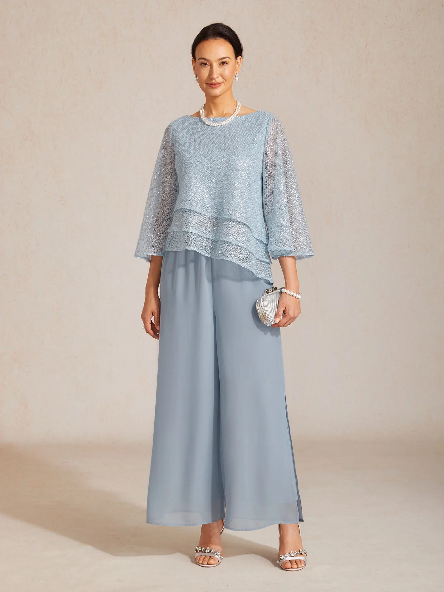 Pantalons droits avec une couche de chiffon fendue