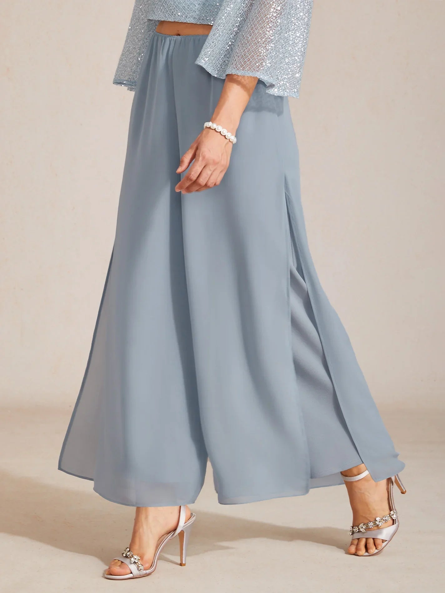 Pantalons droits avec une couche de chiffon fendue