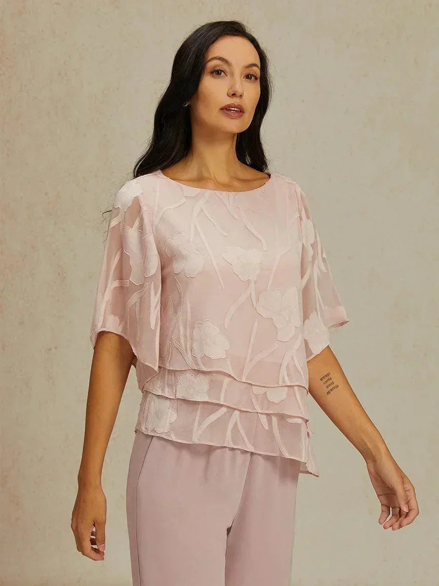 Chemise en soie à couches avec fleurs