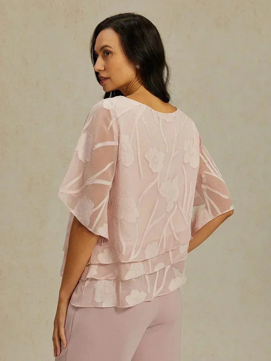 Chemise en soie à couches avec fleurs