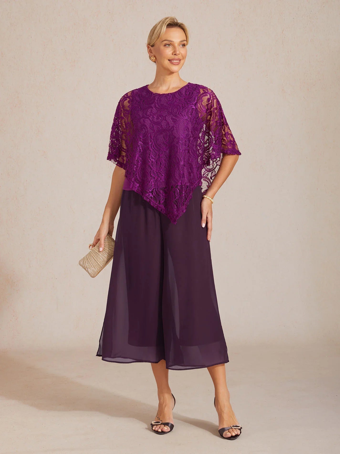 Pantalons droits courts avec une couche de chiffon