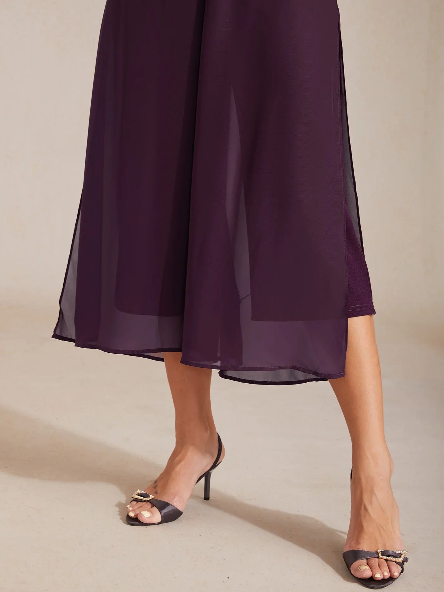 Pantalons droits courts avec une couche de chiffon