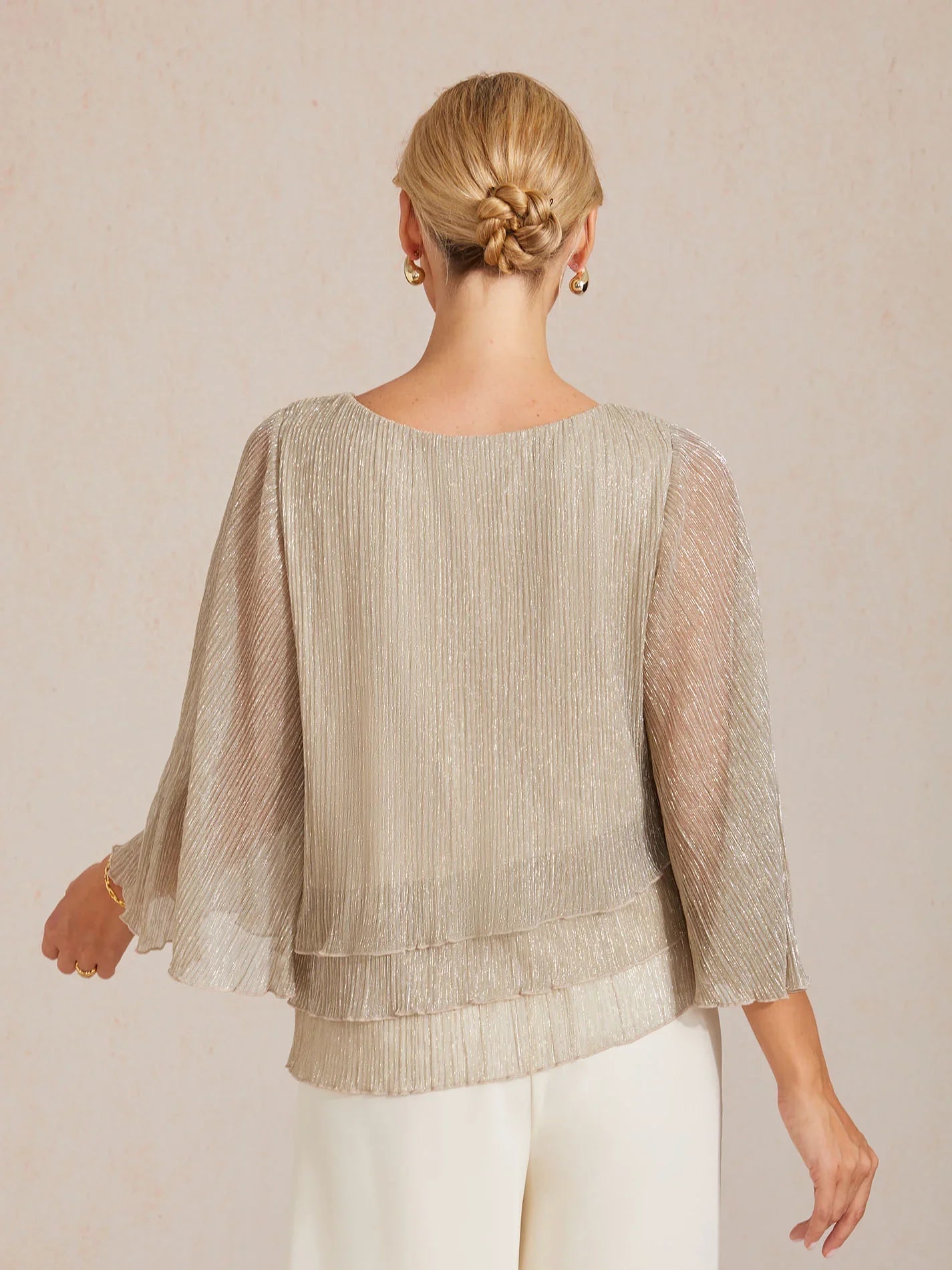 Chemise à couches asymétrique en chiffon froissé métallique
