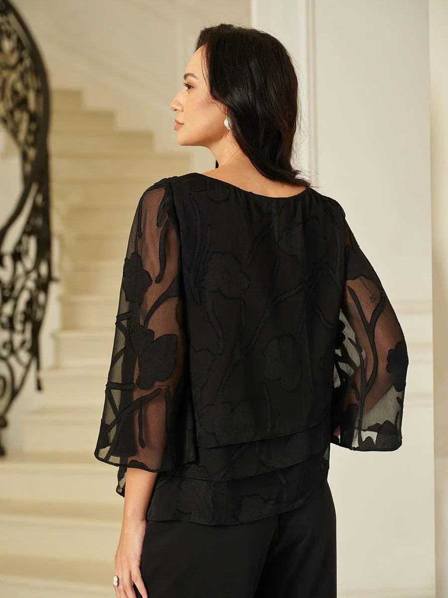 Chemise en chiffon à couches avec des fleurs