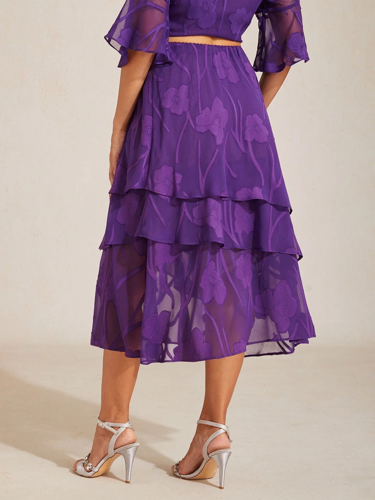 Jupe midi en chiffon floral