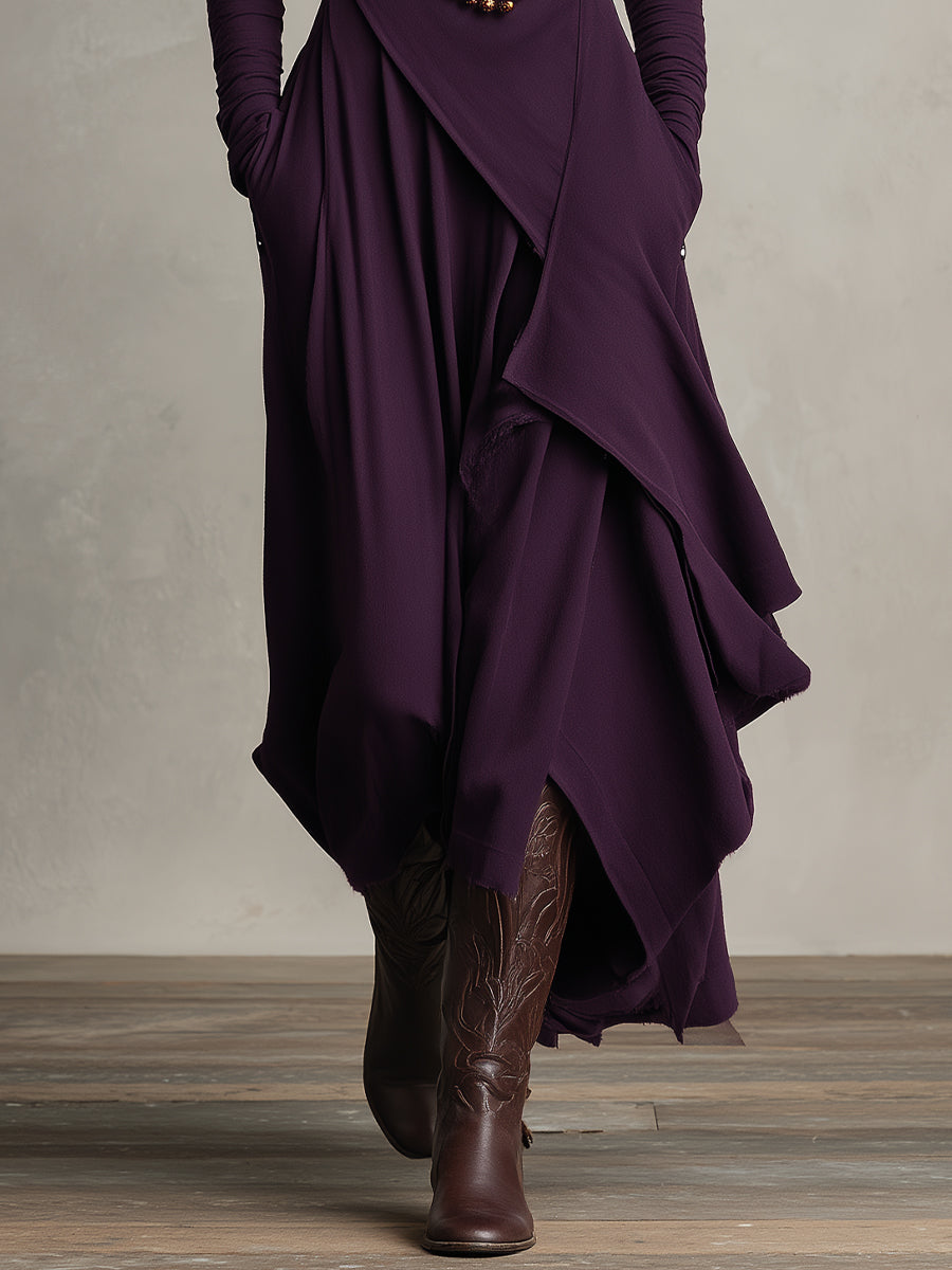 Robe maxi asymétrique en blazer pour femmes en couleur violet
