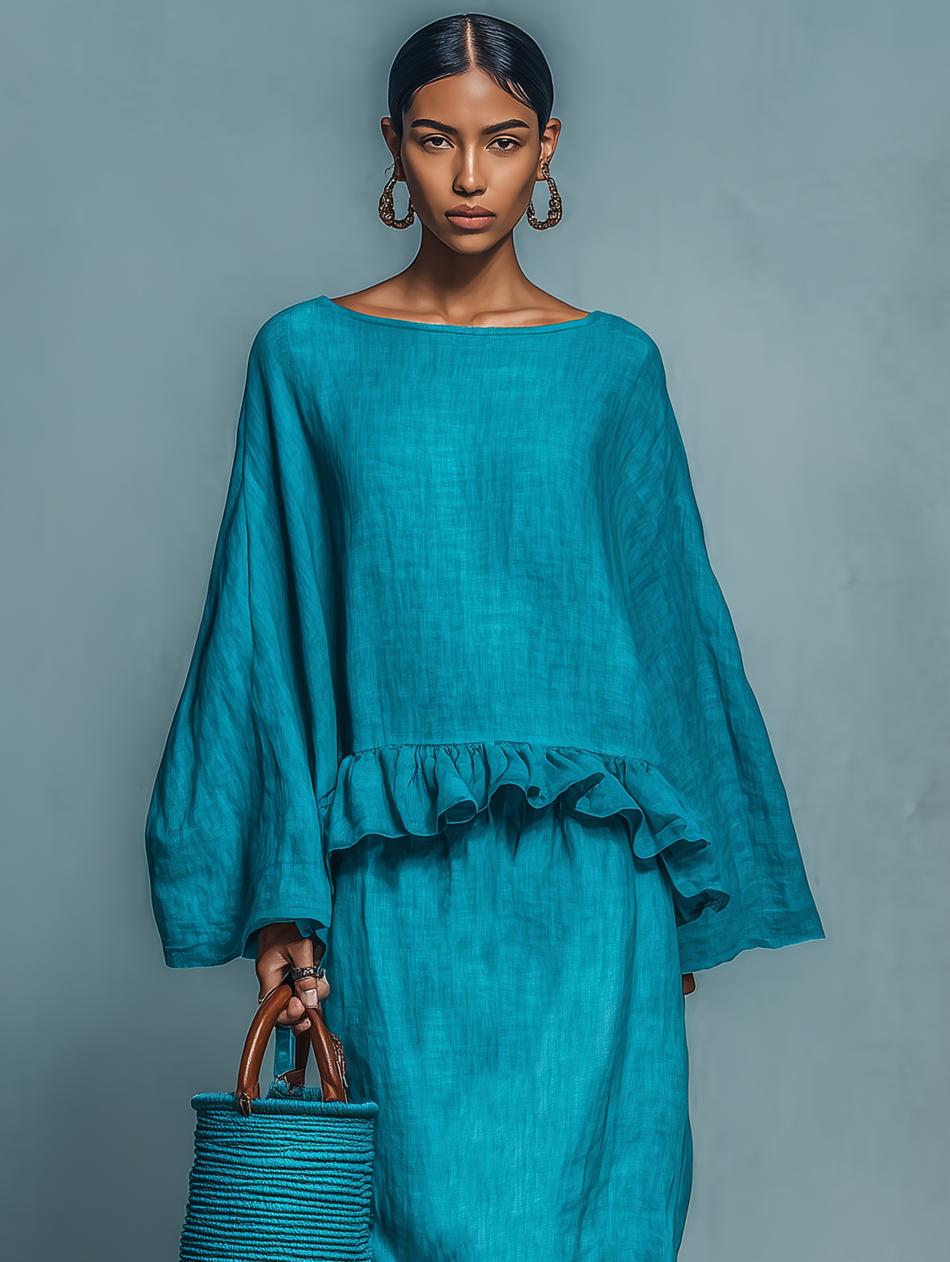 Ensemble de chemisier et jupe droite pour femmes dans un style minimaliste MDA1655L9Y