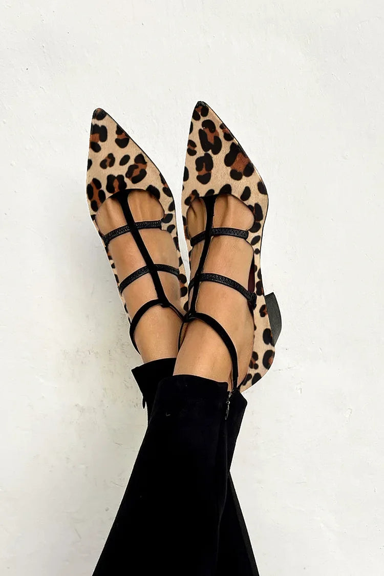 Ballerines avec imprimé animal et brides