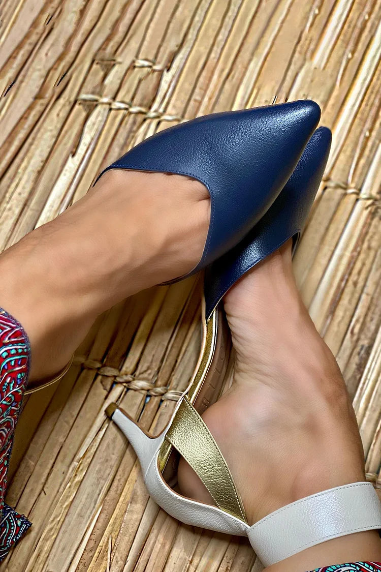 Slingback bicolore avec talon élégant