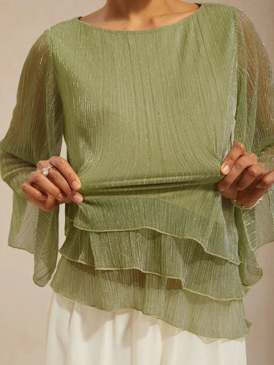 Chemise à couches asymétrique en chiffon froissé métallique