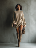 Robe mini en crochet de style vintage pour femmes en couleur caramel MDA2367I6T