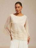 Top en tulle à plusieurs couches avec paillettes et manches en forme de cloche