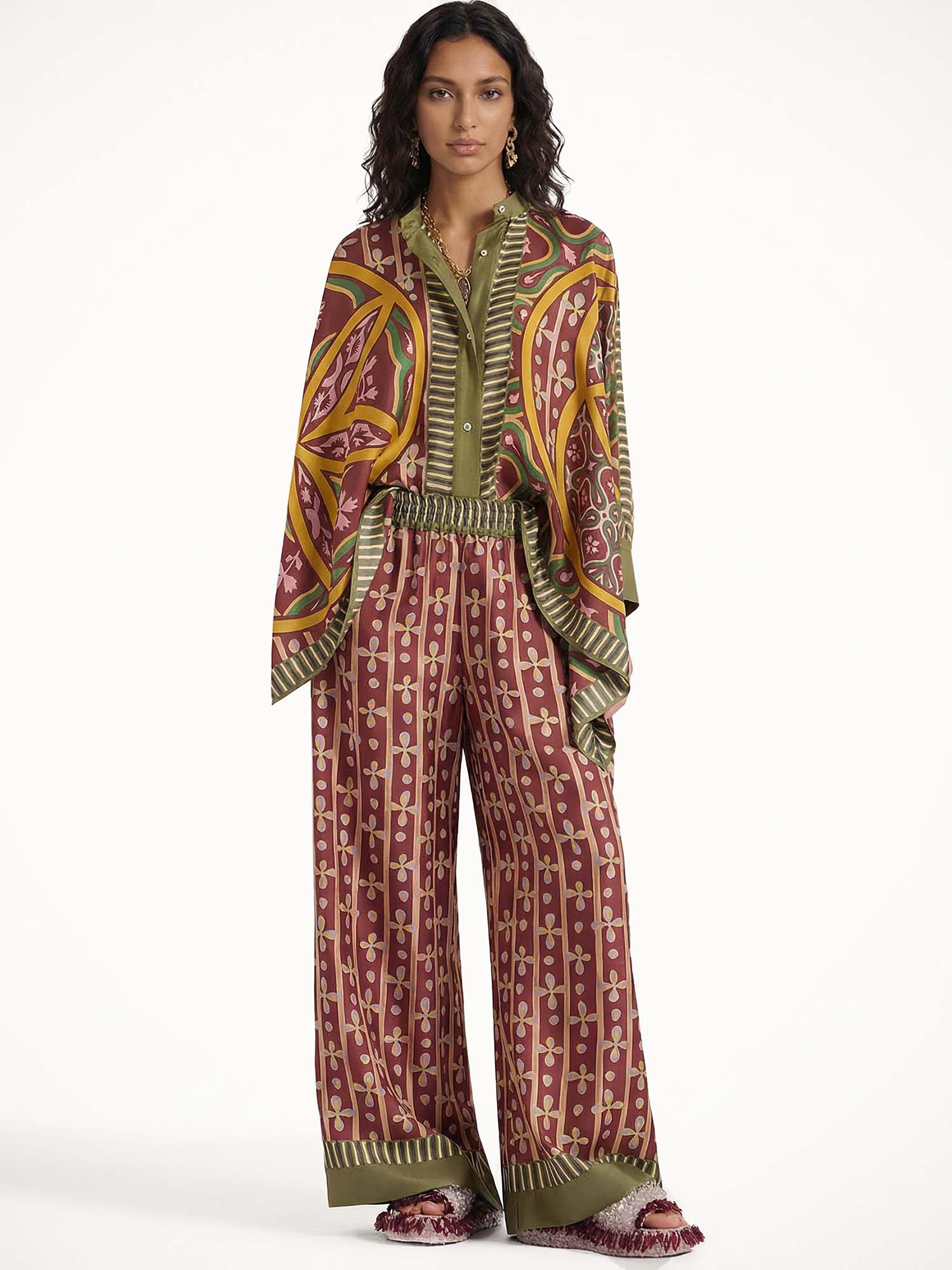 Pantalons larges graphiques bohèmes