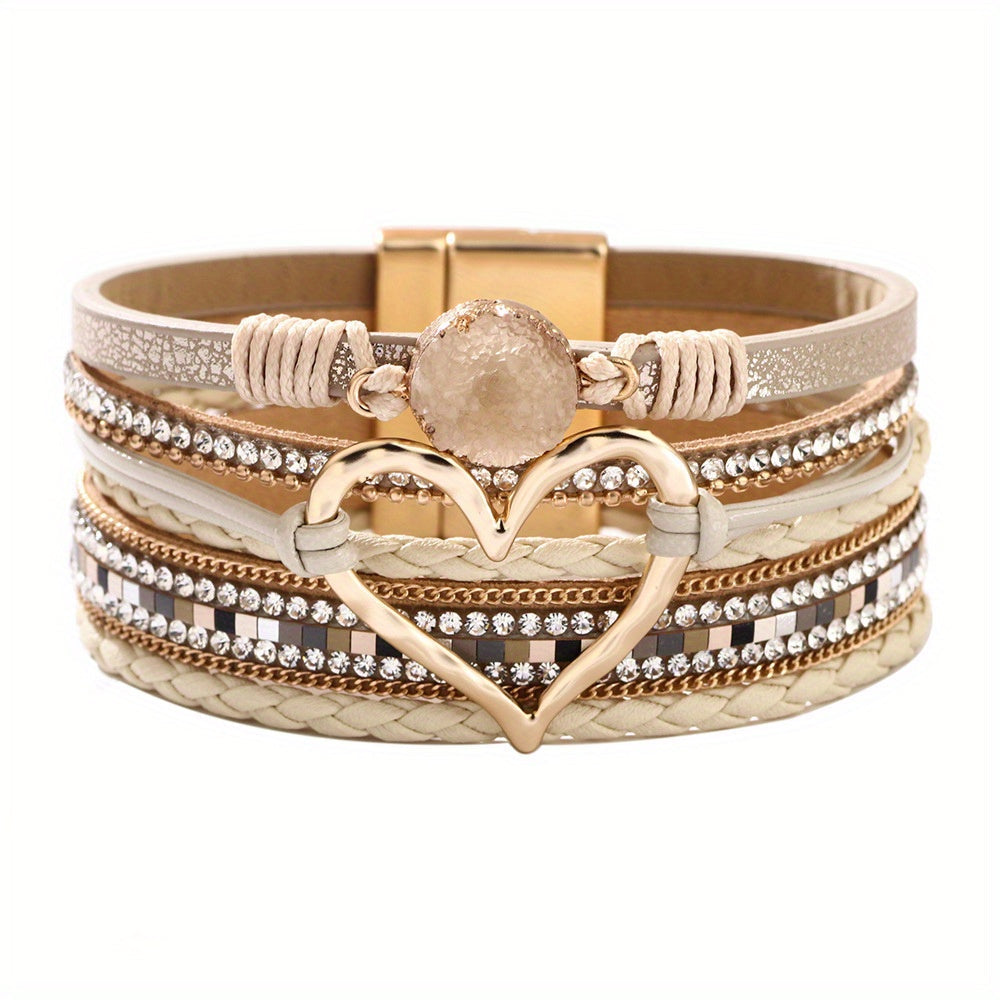 Bracelet boho multi-couches en cuir