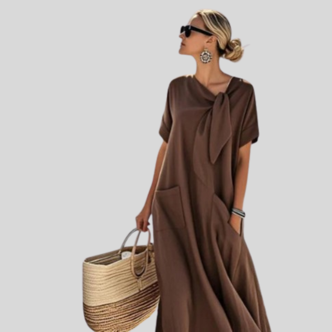 Alisa | Robe mini avec col à nouer pour femmes