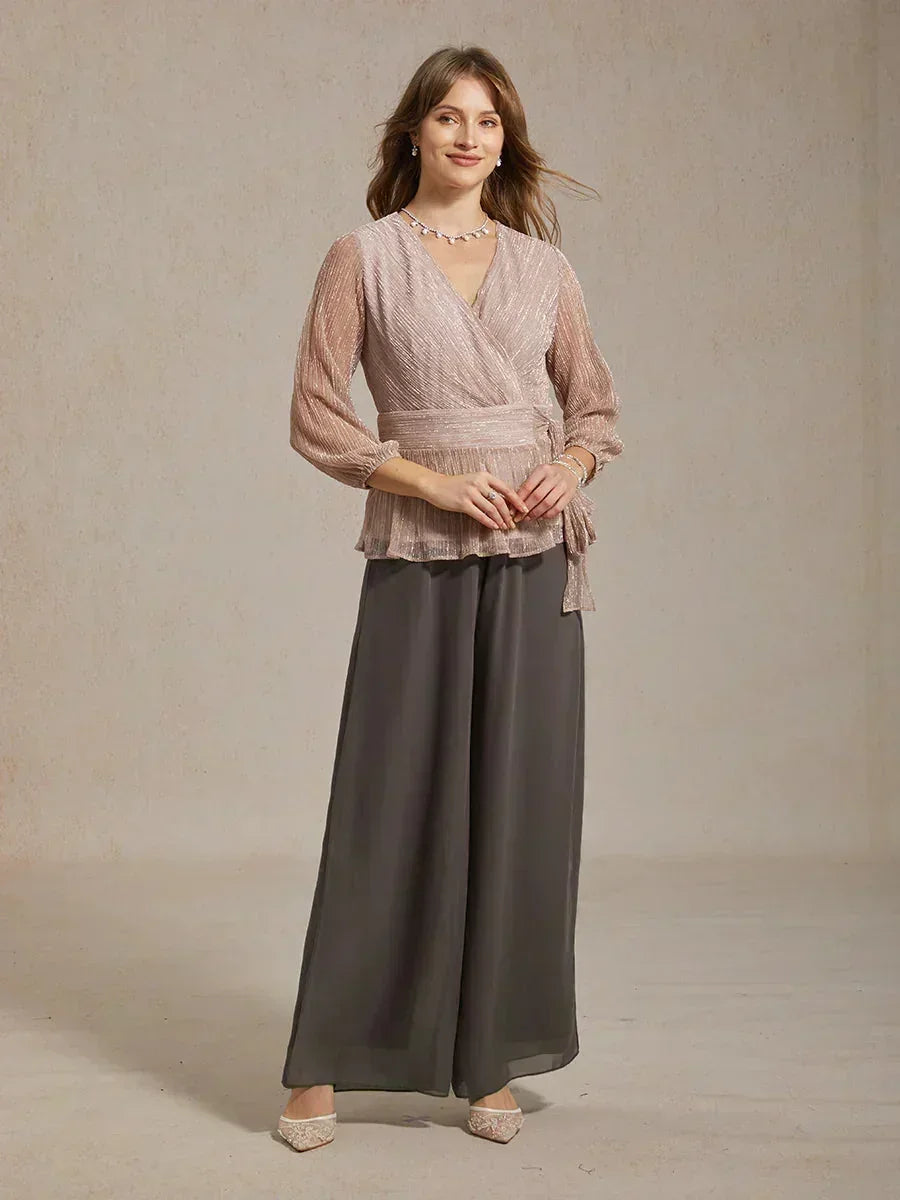 Pantalons à jambes droites avec une couche de chiffon découpée