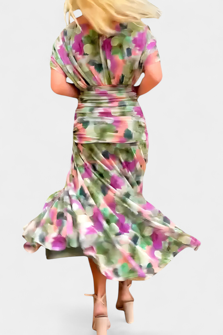 Florendra | Robe longue à fleurs avec col en V