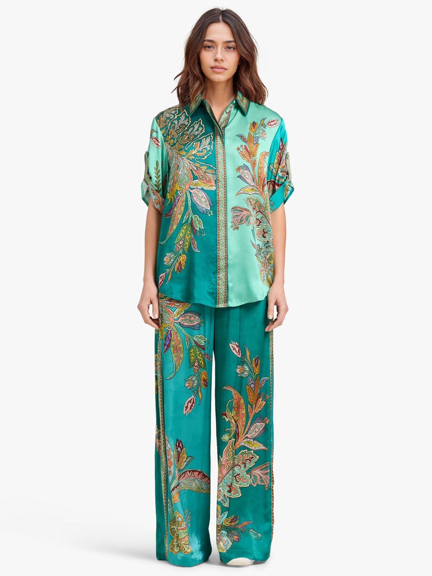 Pantalons larges en émeraude