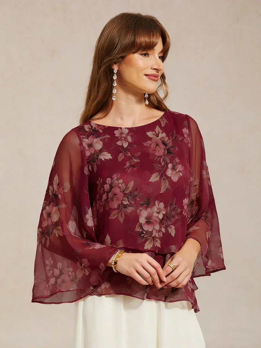Chemise en chiffon à dentelle avec imprimé floral