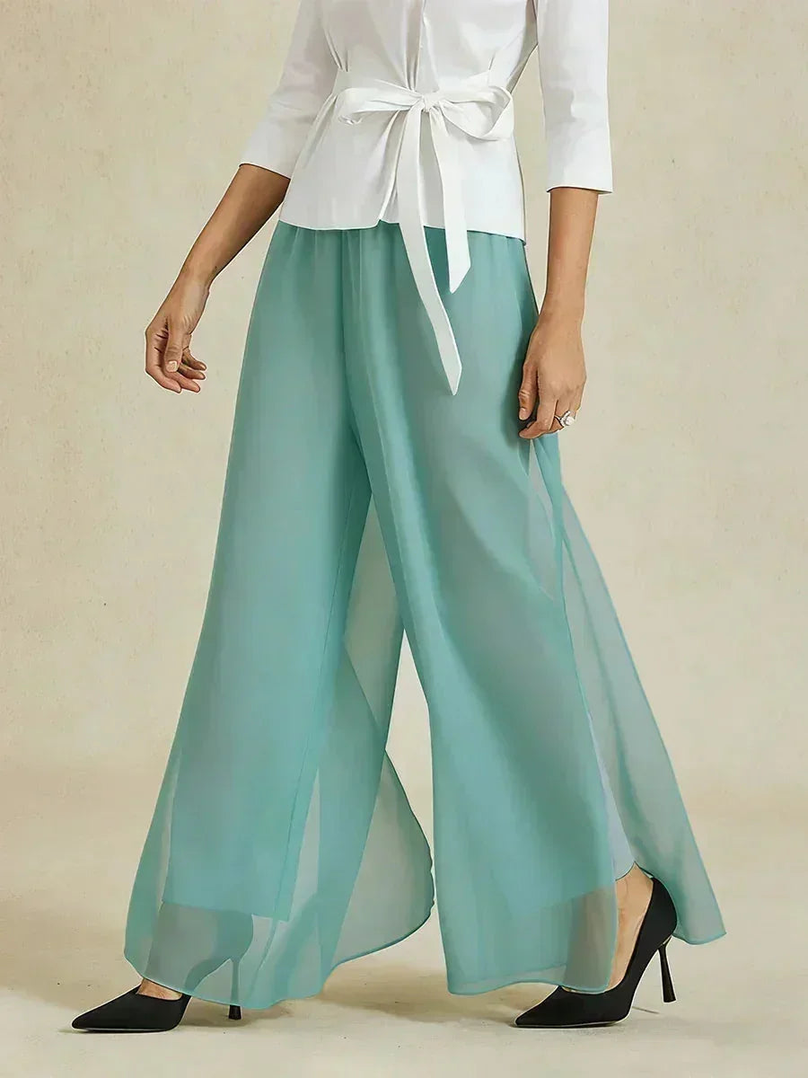 Pantalons droits avec une couche de chiffon