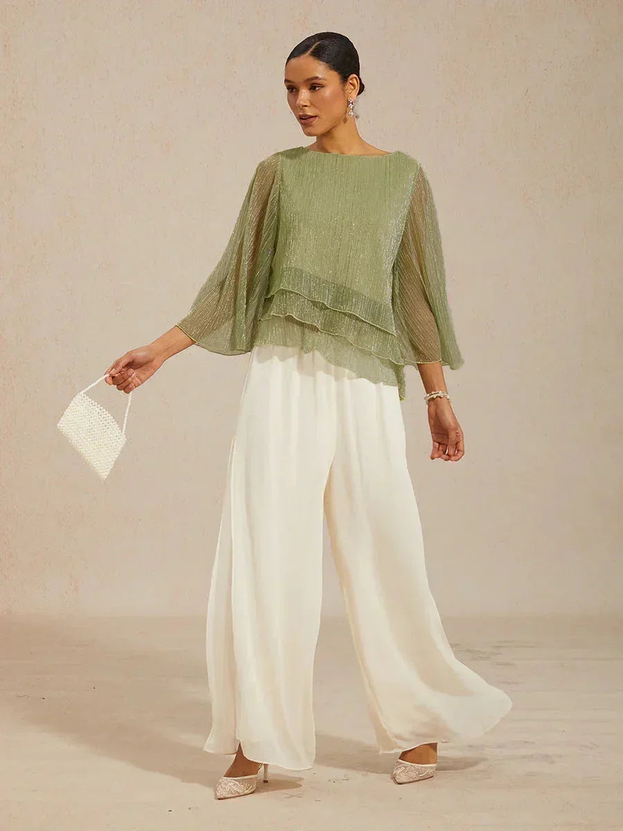 Chemise à couches asymétrique en chiffon froissé métallique