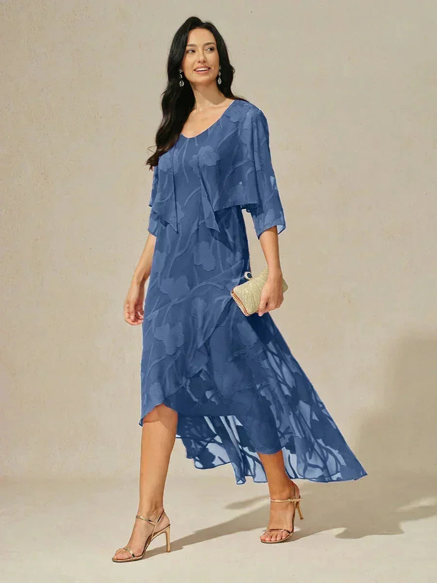 Robes de soirée sans manches en soie florale avec des ourlets asymétriques