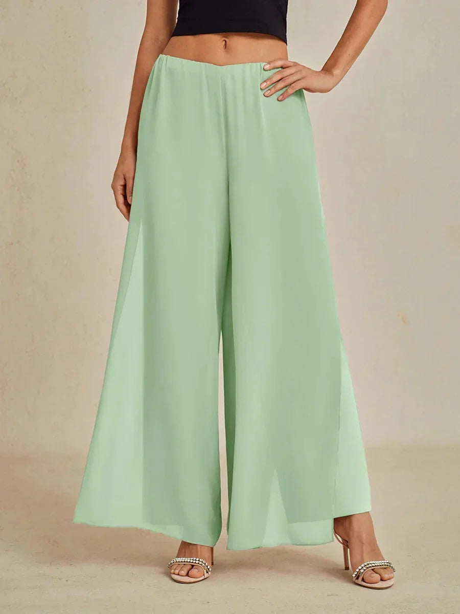Pantalons à coupe droite avec une couche de chiffon