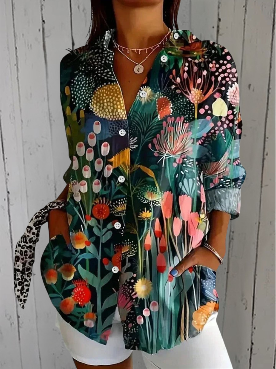 Anika | Chemise à boutons artistique et colorée