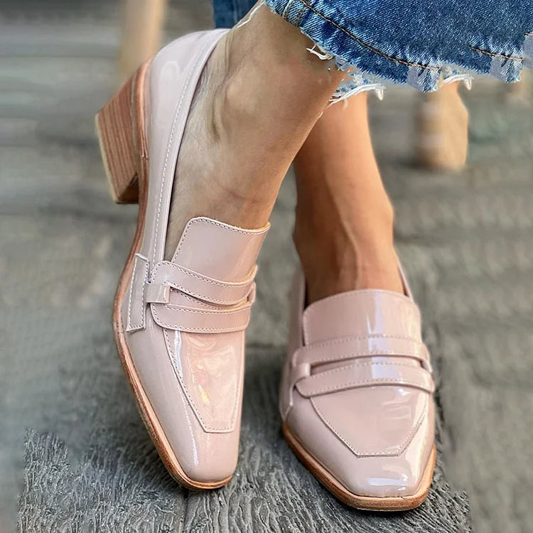Bottes Loafer à talons larges brillants