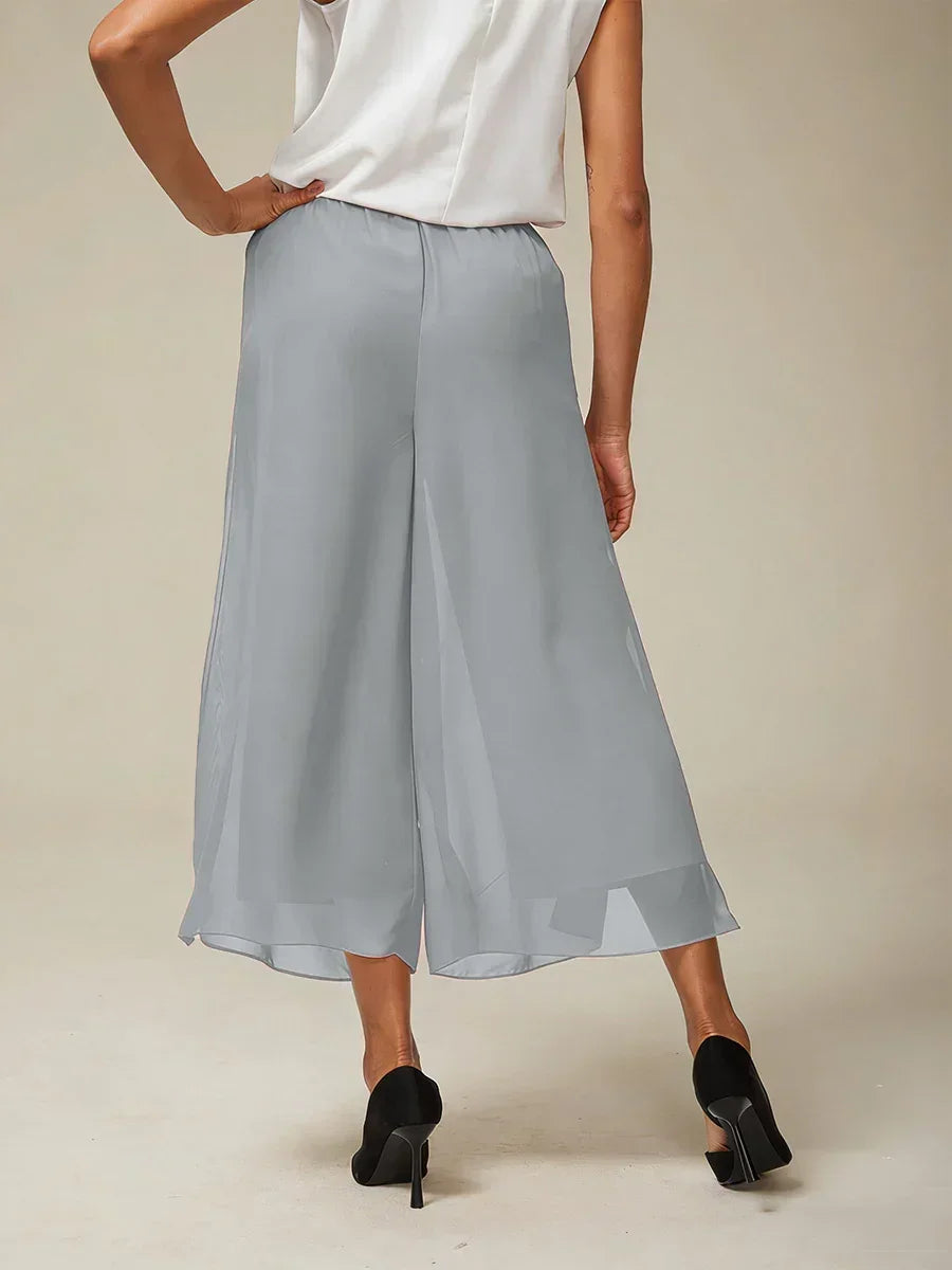 Pantalons droits courts avec une couche de chiffon
