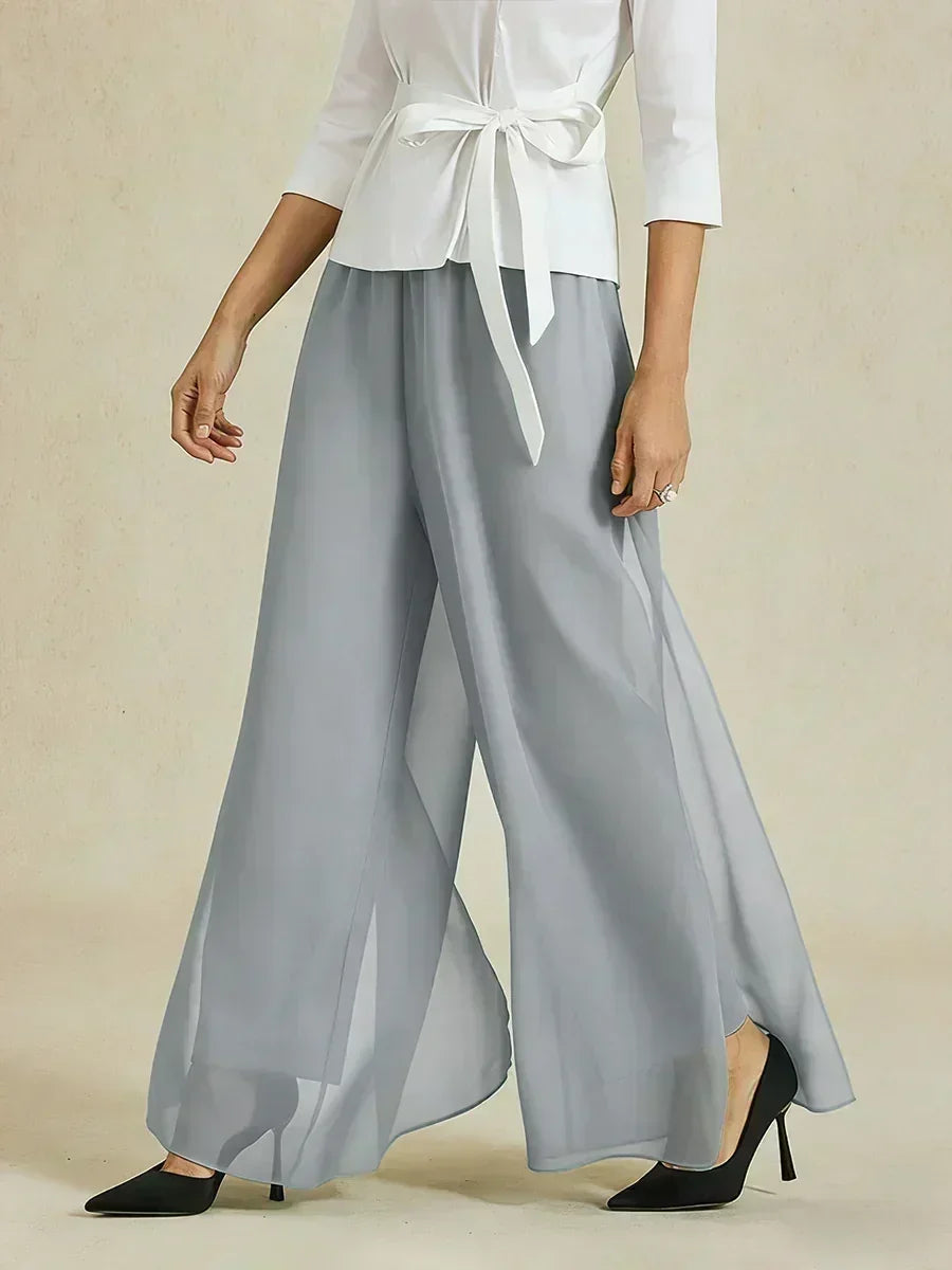 Pantalons droits avec une couche de chiffon