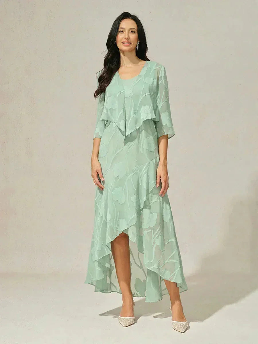 Robes de soirée sans manches en soie florale avec des ourlets asymétriques