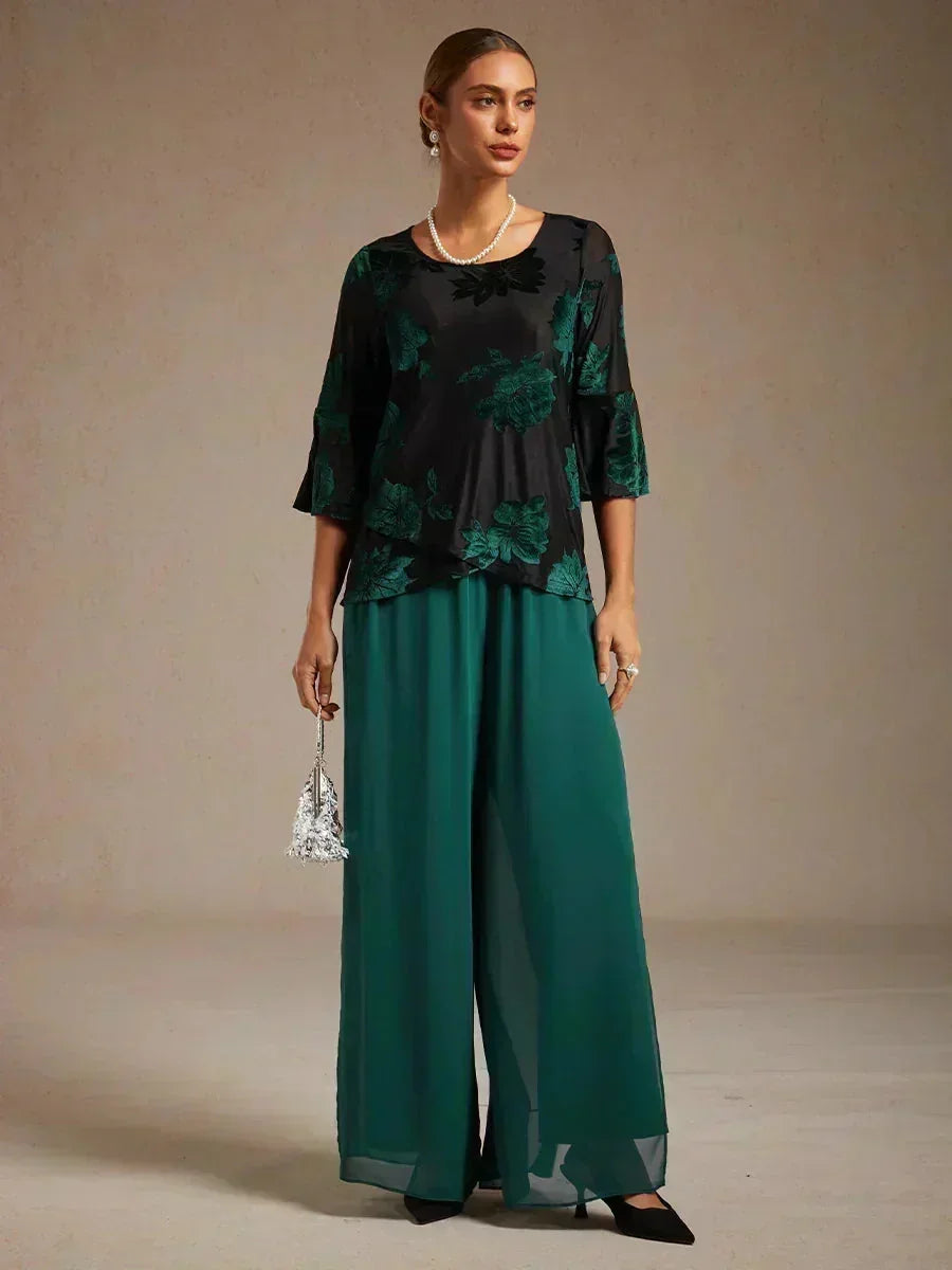Pantalons droits avec une couche de chiffon