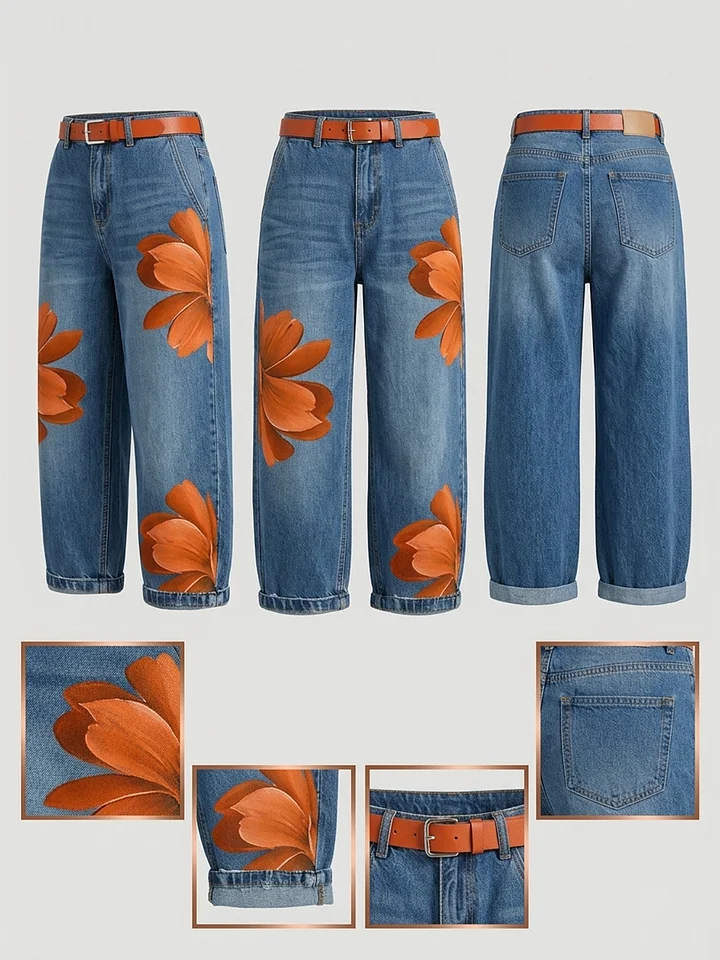 Très | Coordonnée de chemise longue et jeans fleuris