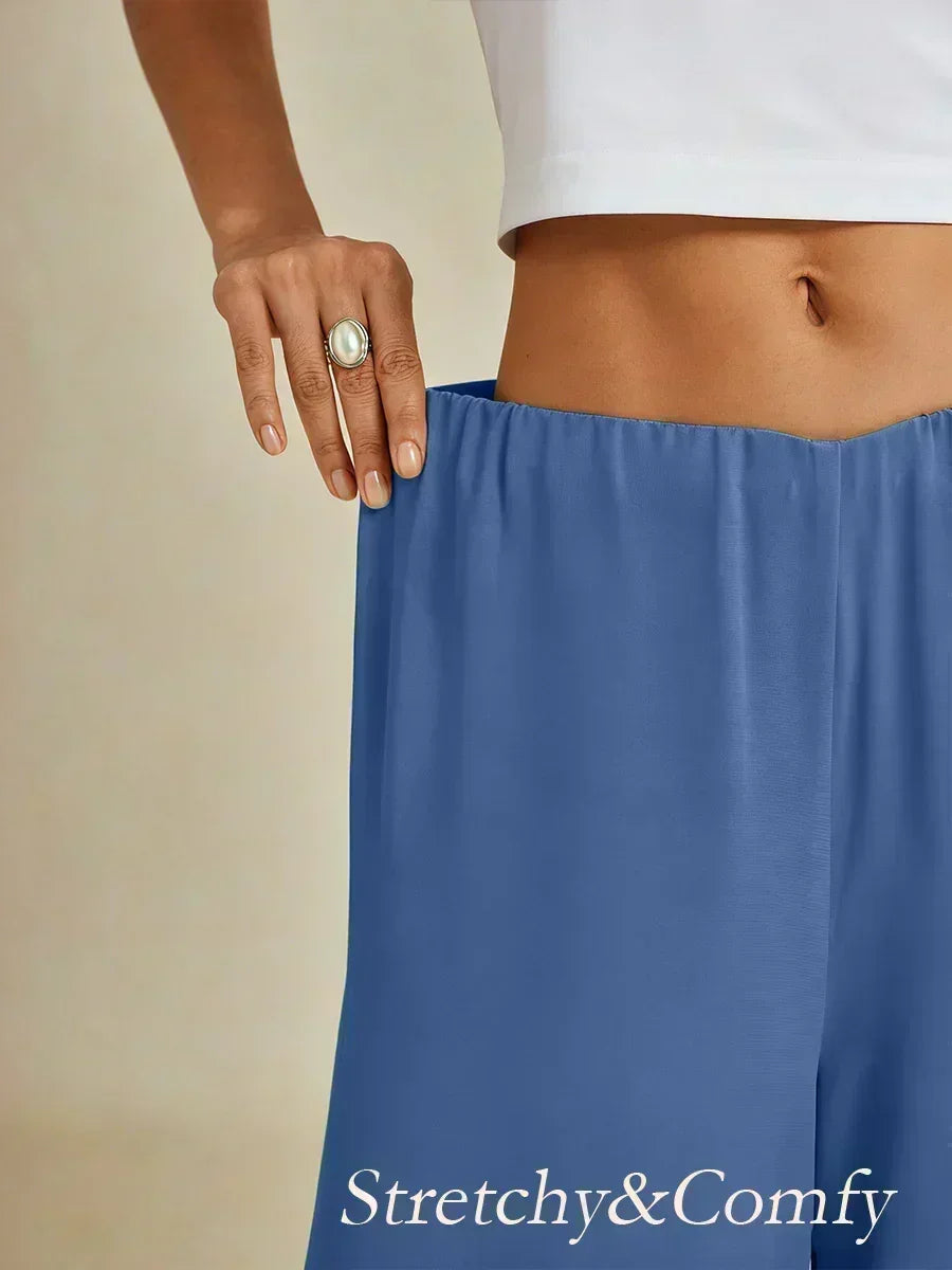 Pantalons droits courts avec une couche de chiffon