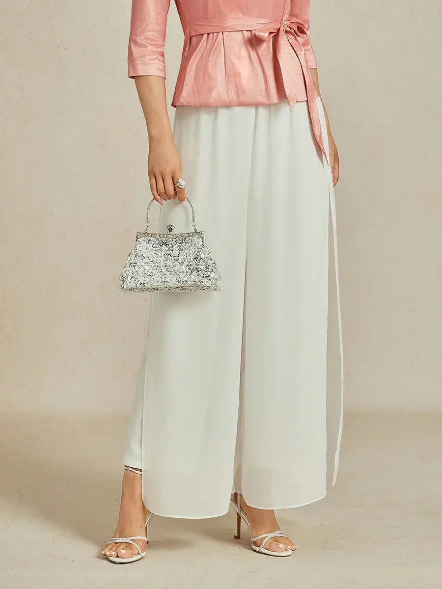 Pantalons droits avec une couche de chiffon