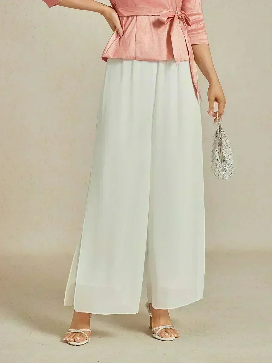 Pantalons droits avec une couche de chiffon fendue