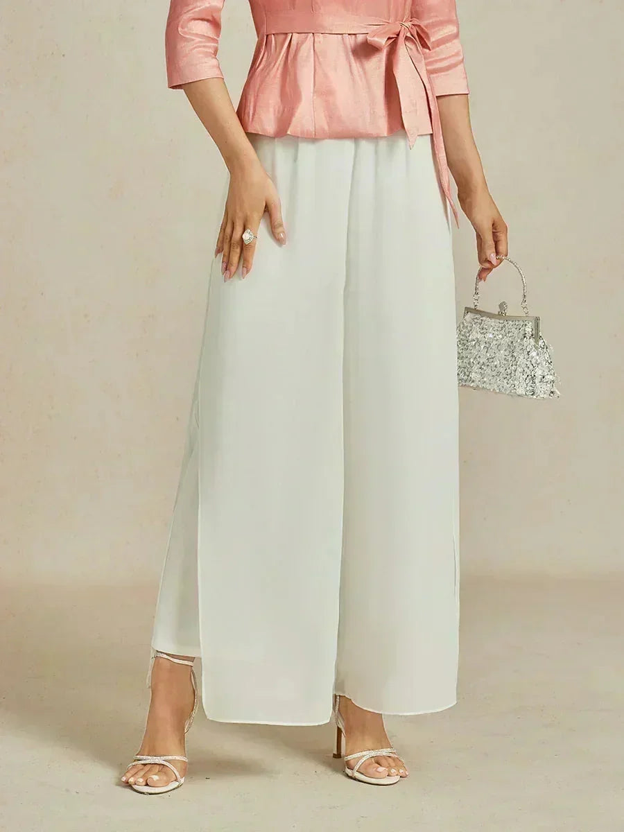 Pantalons à coupe droite avec une couche de chiffon