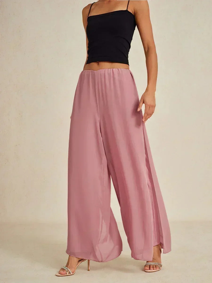 Pantalons droits avec une couche de chiffon