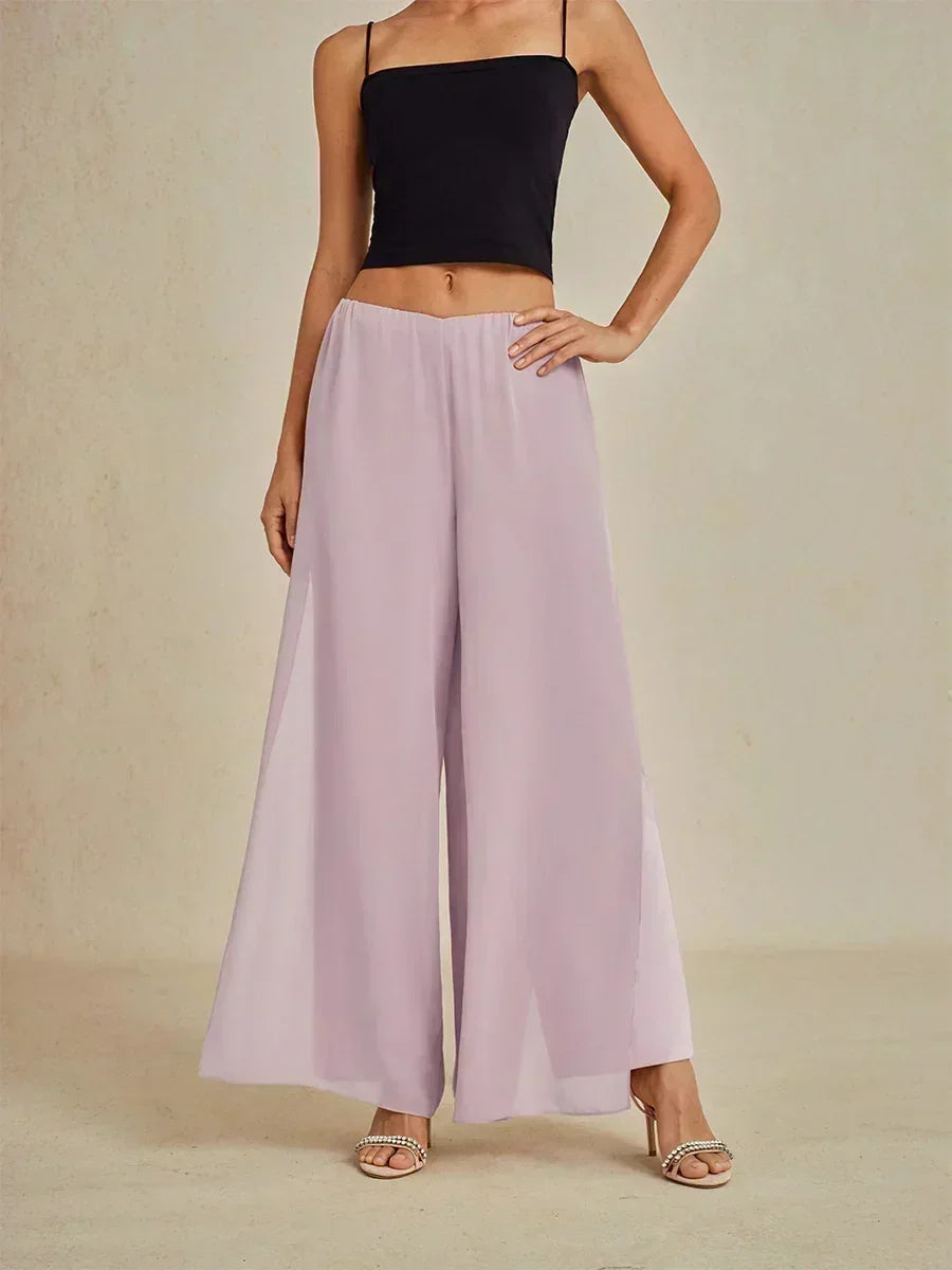 Pantalons droits avec une couche de chiffon fendue